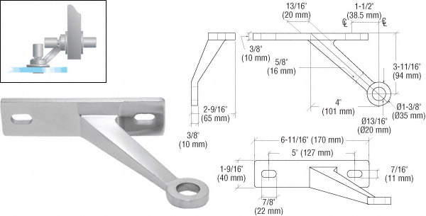 C.R. Laurence CRL Brushed Stainless Heavy Duty Single Left  Arm Wall Mount Frame Spider | FMH1LHBS