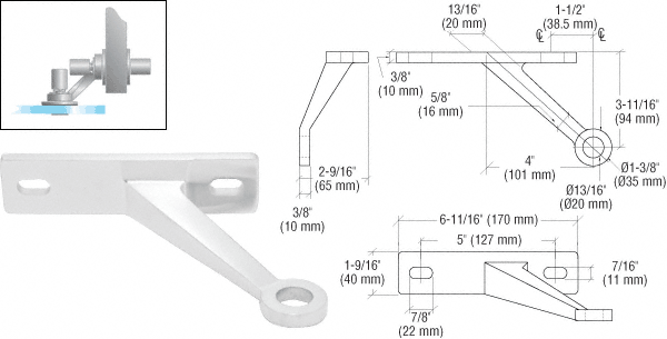 C.R. Laurence CRL Polished Stainless Heavy Duty Single Left  Arm Wall Mount Frame Spider | FMH1LHPS