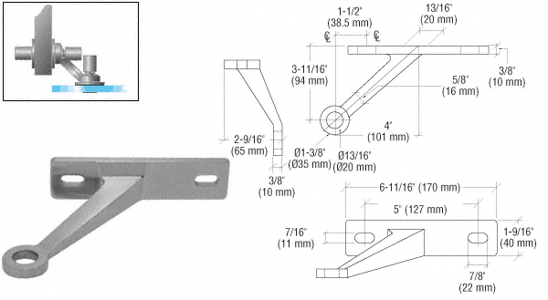 C.R. Laurence CRL Brushed Stainless Heavy Duty Single Right Arm Wall Mount Frame Spider | FMH1RHBS