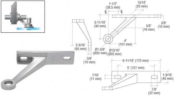 C.R. Laurence CRL Polished Stainless Heavy Duty Single Right Arm Wall Mount Frame Spider | FMH1RHPS