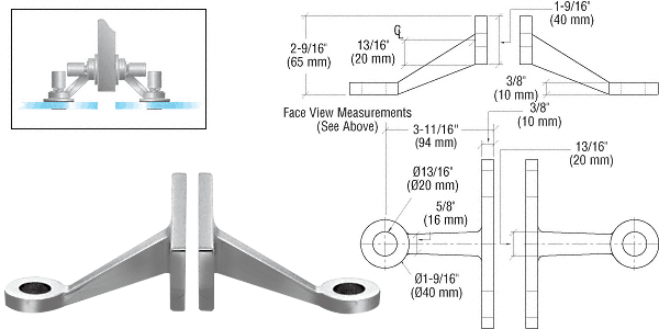 C.R. Laurence CRL Brushed Stainless Heavy Duty Double Arm Fin Mount Frame Spider | FMH2BS