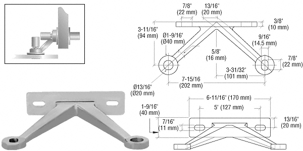 C.R. Laurence CRL Brushed Stainless Heavy Duty Double Arm &quot;V&quot; Wall Mount Frame Spider | FMH2VBS