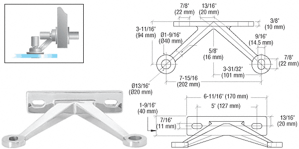 C.R. Laurence CRL Polished Stainless Heavy Duty Double Arm &quot;V&quot; Wall Mount Frame Spider | FMH2VPS