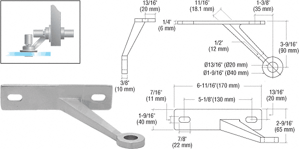 C.R. Laurence CRL Brushed Stainless Regular Duty  Left Hand Single Arm Wall Mount Frame Spider | FMR1LHBS