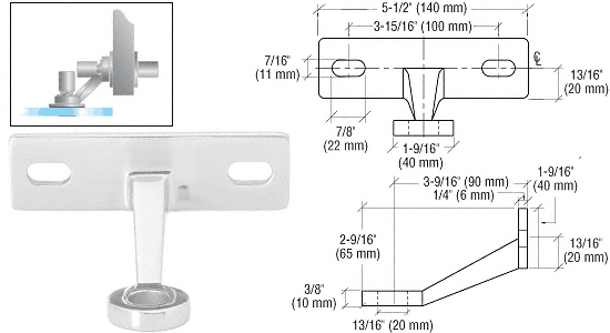 C.R. Laurence CRL Polished Stainless Regular Duty Single Arm Fin Mount Frame Spider | FMR1PS