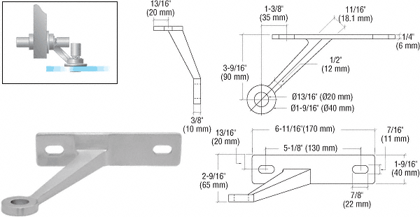C.R. Laurence CRL Brushed Stainless Regular Duty Right Hand Single Arm Wall Mount Frame Spider | FMR1RHBS