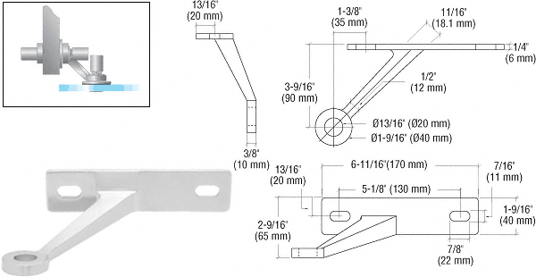 C.R. Laurence CRL Polished Stainless Regular Duty Right Hand Single Arm Wall Mount Frame Spider | FMR1RHPS