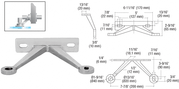 C.R. Laurence CRL Brushed Stainless Regular Duty Double Arm &quot;V&quot; Wall Mount Frame Spider | FMR2VBS