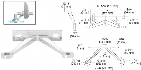 C.R. Laurence CRL Polished Stainless Regular Duty Double Arm &quot;V&quot; Wall Mount Frame Spider | FMR2VPS