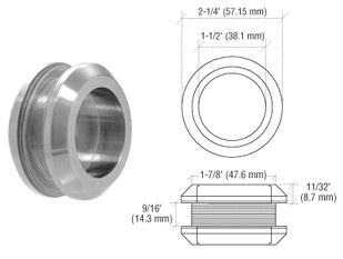 CRL Brushed Stainless  2-1/4&quot; Diameter Thru-Glass Pull | FP214BS