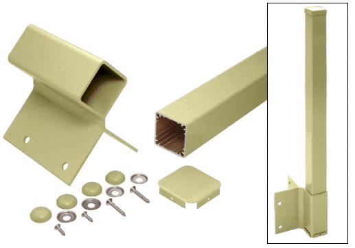 C.R. Laurence CRL Chromate (Unfinished) 48&quot; 200, 300, 350 and 400 Series 90 Degree Fascia Mounted Post Kit | FP948KCRM