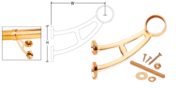 C.R. Laurence CRL Polished Brass Steel Bar Mount Bracket for 1-1/2&quot; Tubing | FRBB15PB