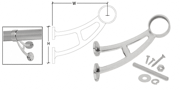 C.R. Laurence CRL Brushed Stainless Bar Mount Bracket for 2&quot; Tubing | FRBB20BS