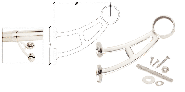 C.R. Laurence CRL Polished Stainless Bar Mount Bracket for 2&quot; Tubing | FRBB20PS