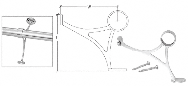 C.R. Laurence CRL Polished Stainless Combination Bracket for 1-1/2&quot; Tubing | FRCB15BS