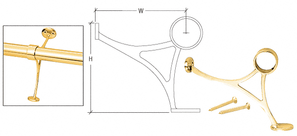 C.R. Laurence CRL Polished Brass Combination Bracket for 2&quot; Tubing | FRCB20PB