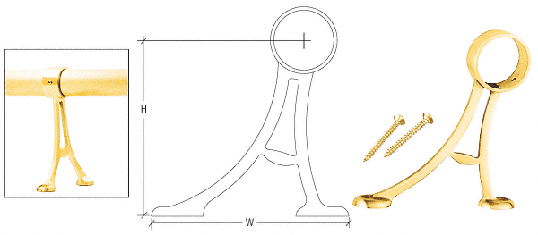 C.R. Laurence CRL Polished Brass 2&quot; Floor Mount Bracket | FRFB20PB