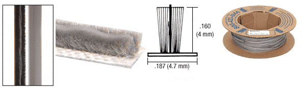 C.R. Laurence CRL Finned Weatherstrip  .160 in Pile Height; .187 in Backing Width - 3000 ft. Roll | FS77163M