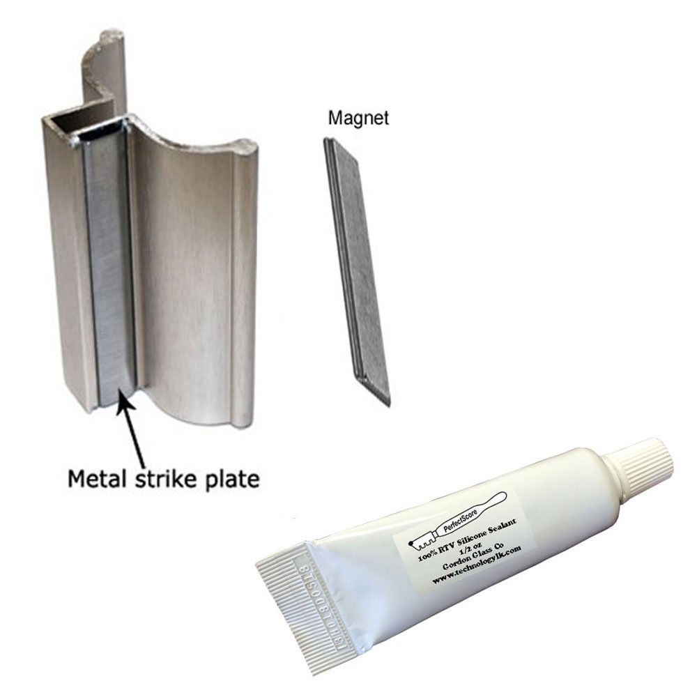 3&quot; Frameless Shower Door Handle with Metal Strike Bright Chrome | FSDH3BNKKIT