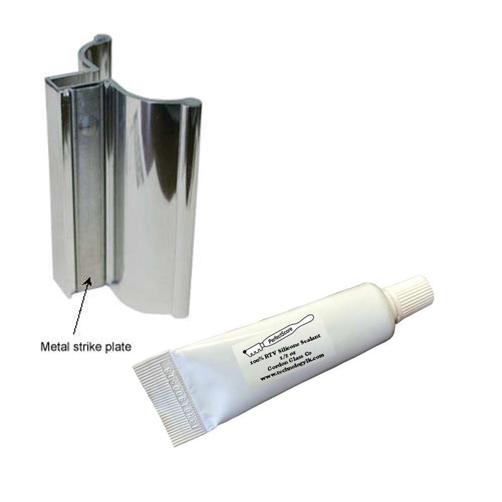 3&quot; Frameless Shower Door Handle with Metal Strike Bright Chrome | FSDH3CHKIT