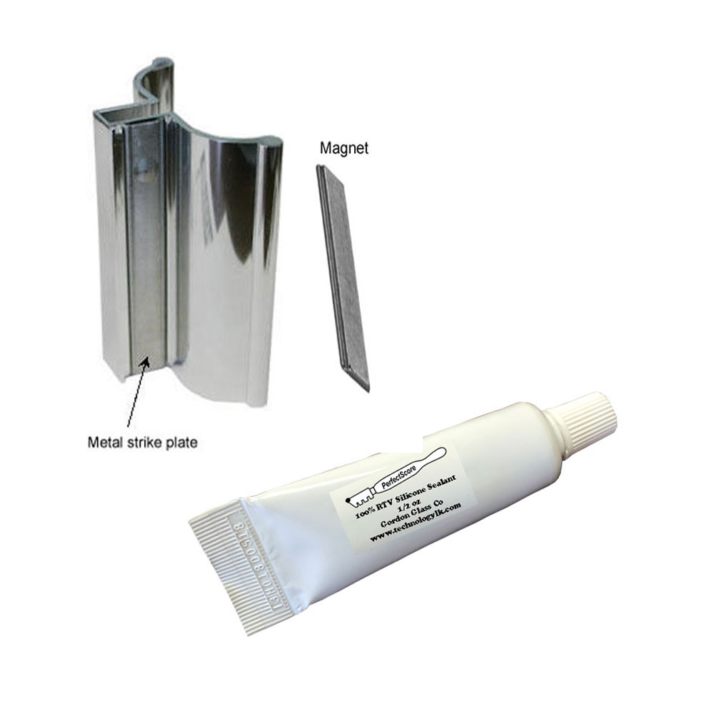 3&quot; Frameless Shower Door Handle with Metal Strike Bright Chrome | FSDH3CHKKIT