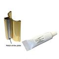 Gordon Glass&#174; 3" Bright Gold Frameless Shower Door Handle with Metal Strike and Clear 100% Pure RTV Silicone Sealant - 0.5 oz. Squeeze Tube for 1/8", 5/32", 3/16", and 1/4" Glass - Set