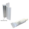 Gordon Glass&#174; 3" White Frameless Shower Door Handle with Metal Strike and Clear 100% Pure RTV Silicone Sealant - 0.5 oz. Squeeze Tube for 1/8", 5/32", 3/16", 1/4" Glass - Set