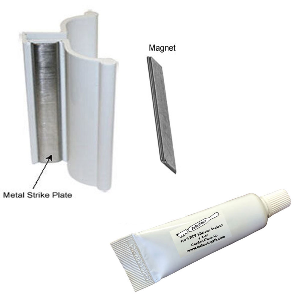 3&quot; Frameless Shower Door Handle with Metal Strike and Magnet - Set | FSDH3WKKIT