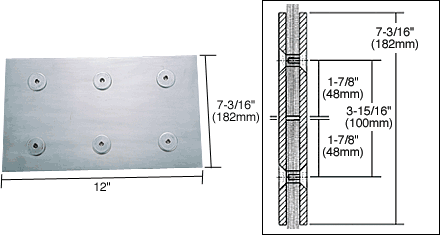 CRL Brushed Stainless 12&quot; Fin Splice Fitting for 3/4&quot; Glass | FSF12BS