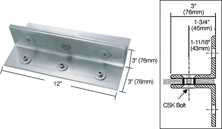 CRL Brushed Stainless 12&quot; Fin Top/Bottom Shoe Fitting for 3/4&quot; Glass | FTF12BS