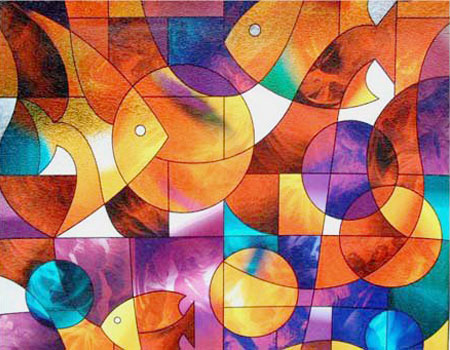Fish Stained Glass Decorative Window Film | Fish Stained Glass Window Film | SGWFF25