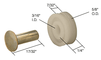 5/8&quot; Nylon Sliding Window Replacement Roller with Axle Pin for Air Control Windows | G3018 | G3018
