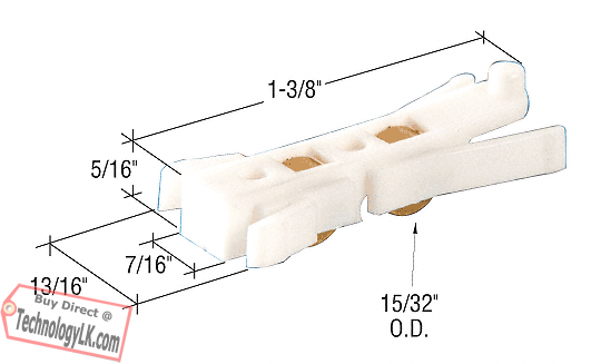 15/32&quot; Flat Edge Tandem Brass Window Roller Assembly - Package | G3129 | G3129