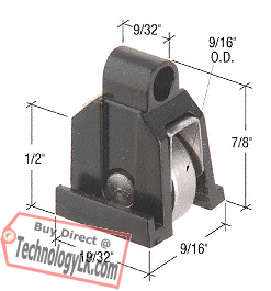 Sliding Window Roller with 9/16&quot; Stainless Steel Flat Edge Wheel - 19/32&quot; Wide Housing - Package | G3199 | G3199