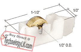 Sliding Window Roller with 1/2&quot; Brass Wheel- 1/2&quot; Wide Housing - Package | G3219 | G3219