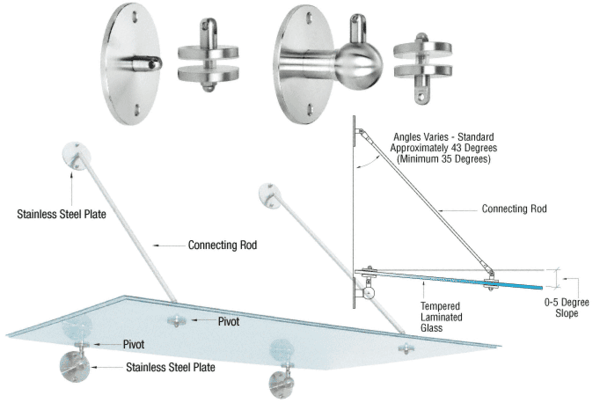 C.R. Laurence CRL Glass Awning Support System Mounting Kit | GAS90BS
