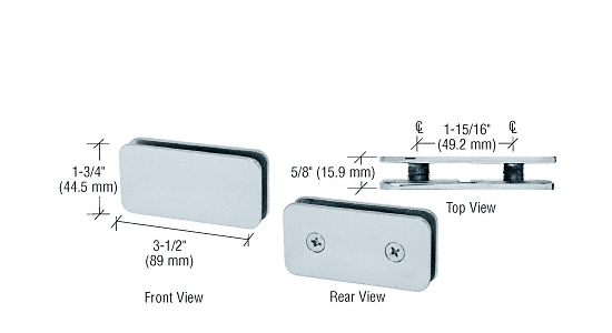 CRL Brushed Nickel Traditional 180 Degree Double Stud Glass Clamp  | GCB184BN