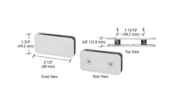 CRL Polished Nickel Traditional 180 Degree Double Stud Glass Clamp  | GCB184PN