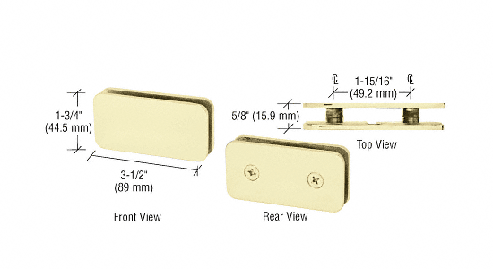 CRL Satin Brass Traditional 180 Degree Double Stud Glass Clamp | GCB184SB