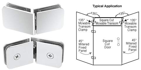 CRL Polished Chrome Traditional Style 135 Degree Movable Transom Clamp | GCB335CH