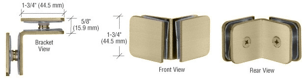 CRL Brushed Bronze Traditional Style 90 Degree Glass-to-Glass Clamp | GCB90BBRZ