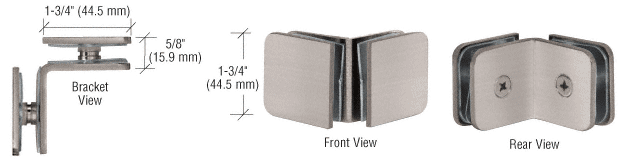 CRL Brushed Nickel Traditional Style 90 Degree Glass-to-Glass Clamp | GCB90BN