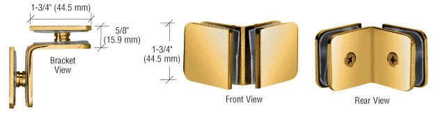 CRL Polished Brass Traditional Style 90 Degree Glass-to-Glass Clamp | GCB90BR