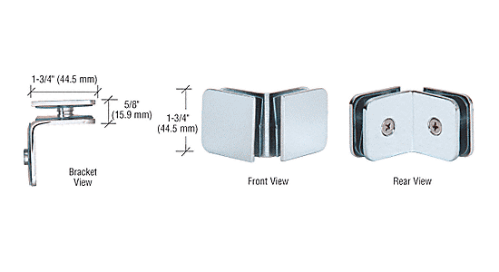CRL Polished Chrome Traditional Style 90 Degree Glass-to-Glass Clamp | GCB90CH