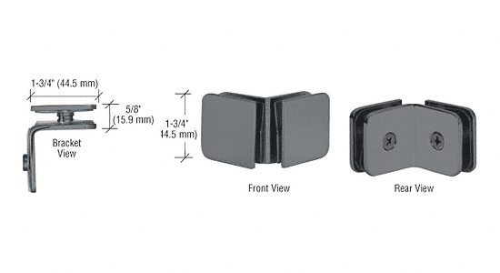CRL Gun Metal Traditional Style 90 Degree Glass-to-Glass Clamp | GCB90GM