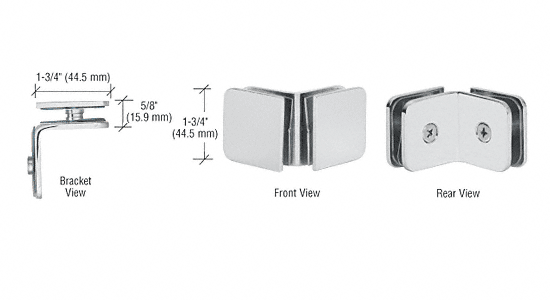 CRL Polished Nickel Traditional Style 90 Degree Glass-to-Glass Clamp | GCB90PN