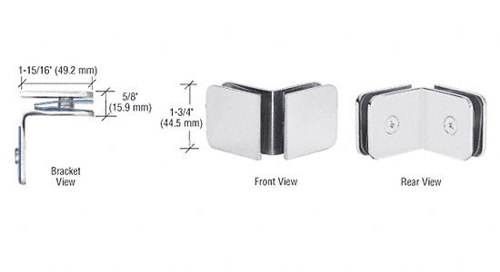 CRL Polished Nickel Traditional Oversized 90 Degree Glass Clamp  | GCB91PN