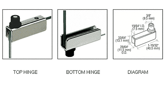C.R. Laurence CRL Chrome Standard Mount Glass Door Hinges - Pair | GDH5CH