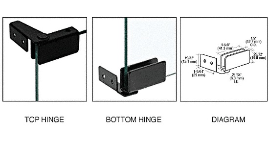C.R. Laurence CRL Black Recess Mount Glass Door Hinges - Package | GDH86BL