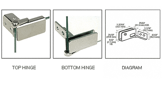 C.R. Laurence CRL Chrome Surface Mount Glass Door Hinges - Pair | GDH96CH